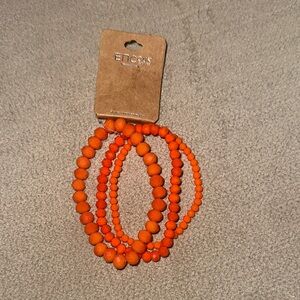 Orange Beaded Bracelets Set